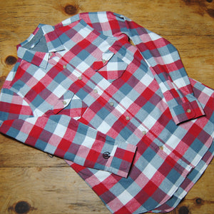 R-volt red/grey vintage brushed flannel shirt