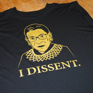 RBG "I DISSENT." short cuff tee - gold graphic on black